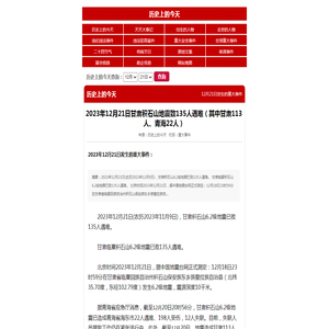 2023年12月21日甘肃积石山地震致135人遇难（其中甘肃113人、青海22人）-历史上的今天