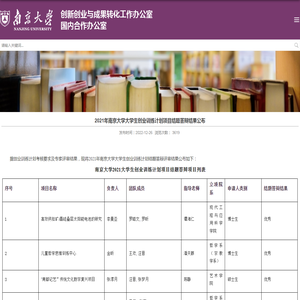 2021年南京大学大学生创业训练计划项目结题答辩结果公布